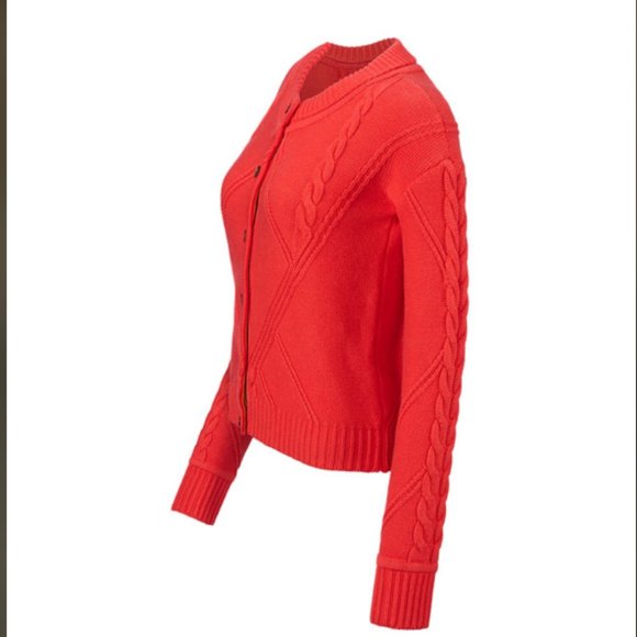 Cabi #5449 Cable Knit Cardigan Sweater in Orange Size Small - Picture 3 of 4